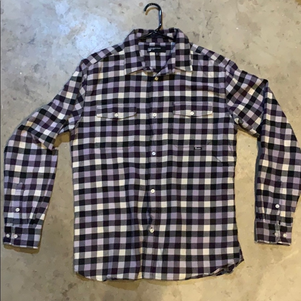 Fourstar clothing Flannel Shirt purple black sz XL